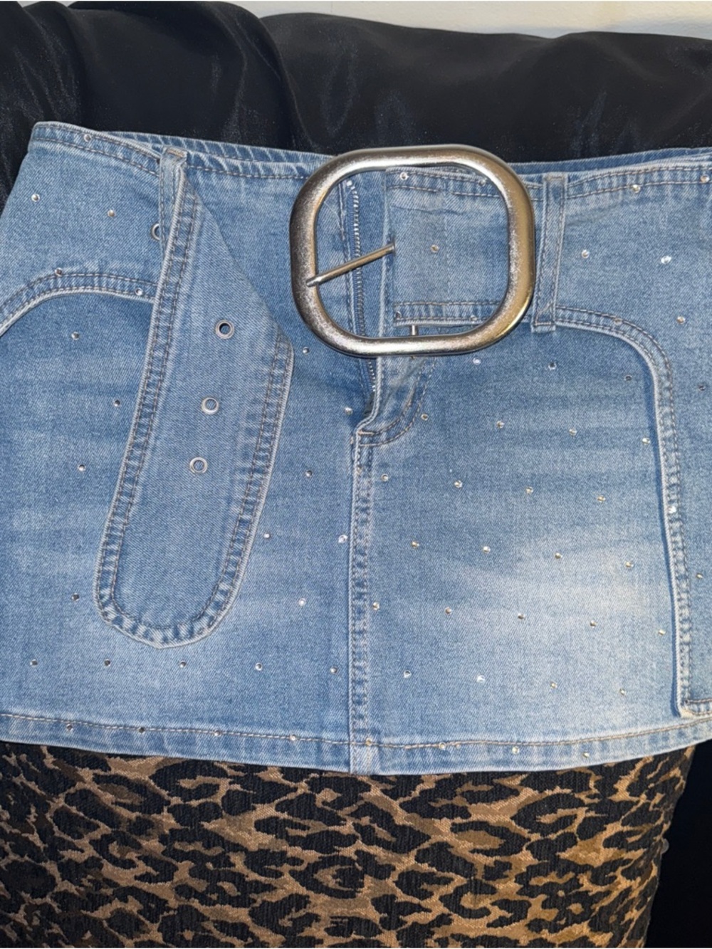 BRATZ x Forever 21 Blue Denim Crystal-Stud Waist Belt